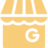 Illustration of a small market stall with an awning and a 'G' letter.