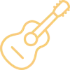 Simple line drawing of an acoustic guitar icon.