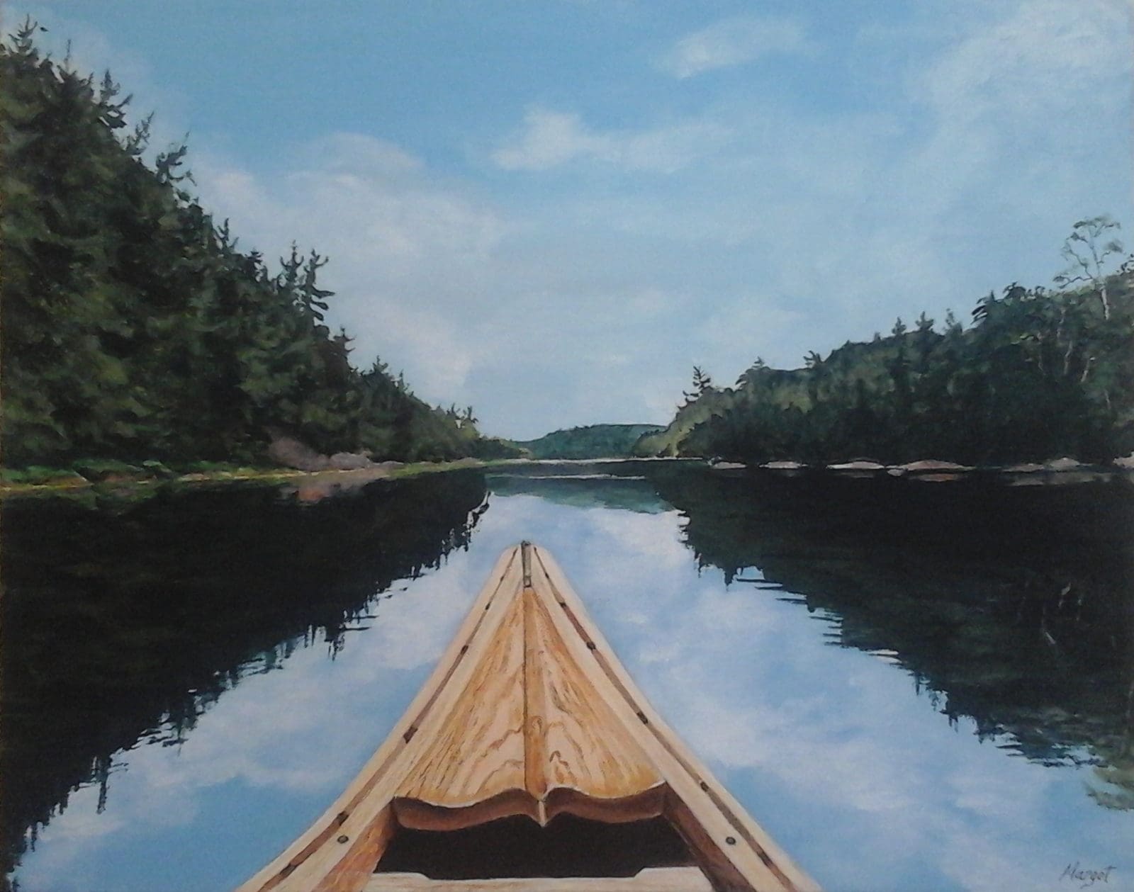 Peaceful river journey through lush greenery