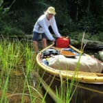 Canoeing adventure in shallow water