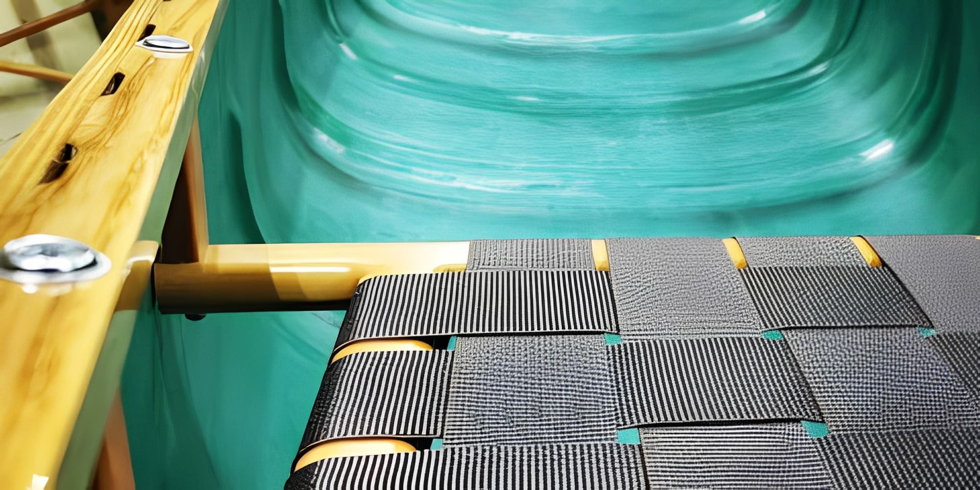 Woven chair by turquoise pool