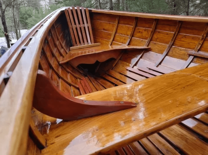 Wooden boat interior with glossy finish