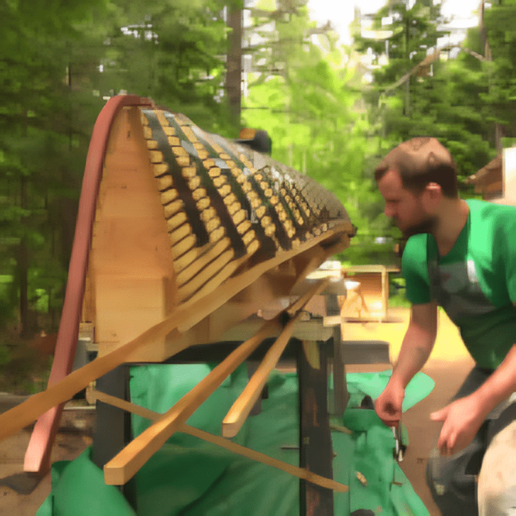 Man working in outdoor woodworking setup